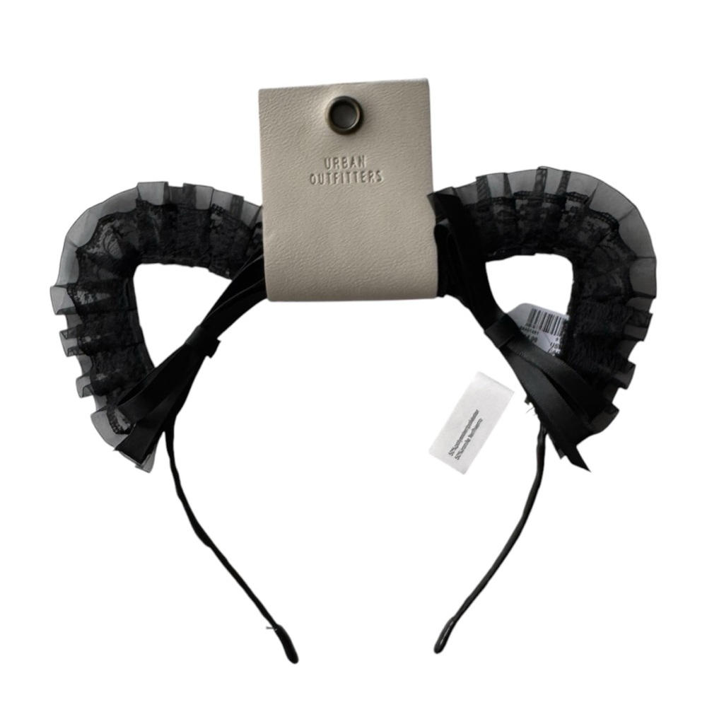 Urban Outfitters Lacey Cat Bow Headband in Black | NEW - Picture 2 of 6